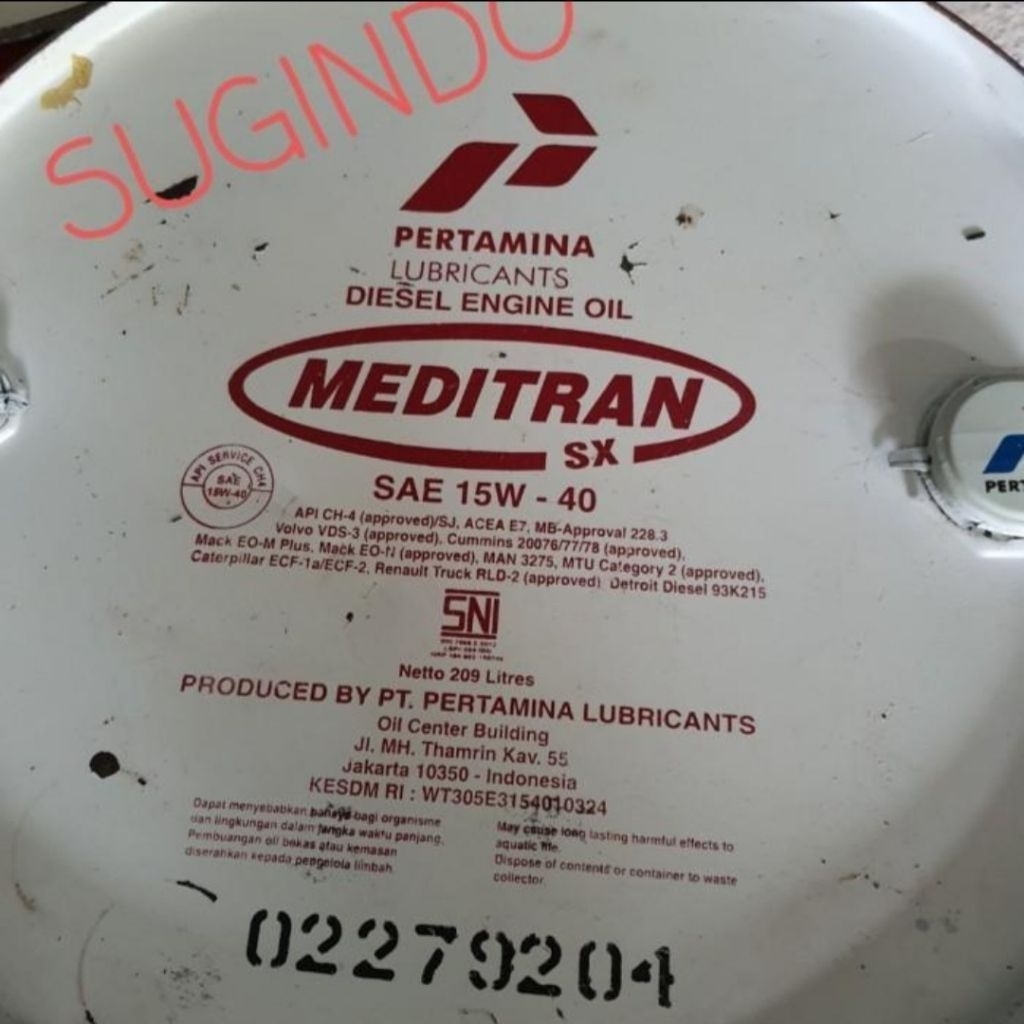 OLI MESIN PERTAMINA DIESEL DRUM MEDITRAN SX 15W-40 CH-4 isi 209L