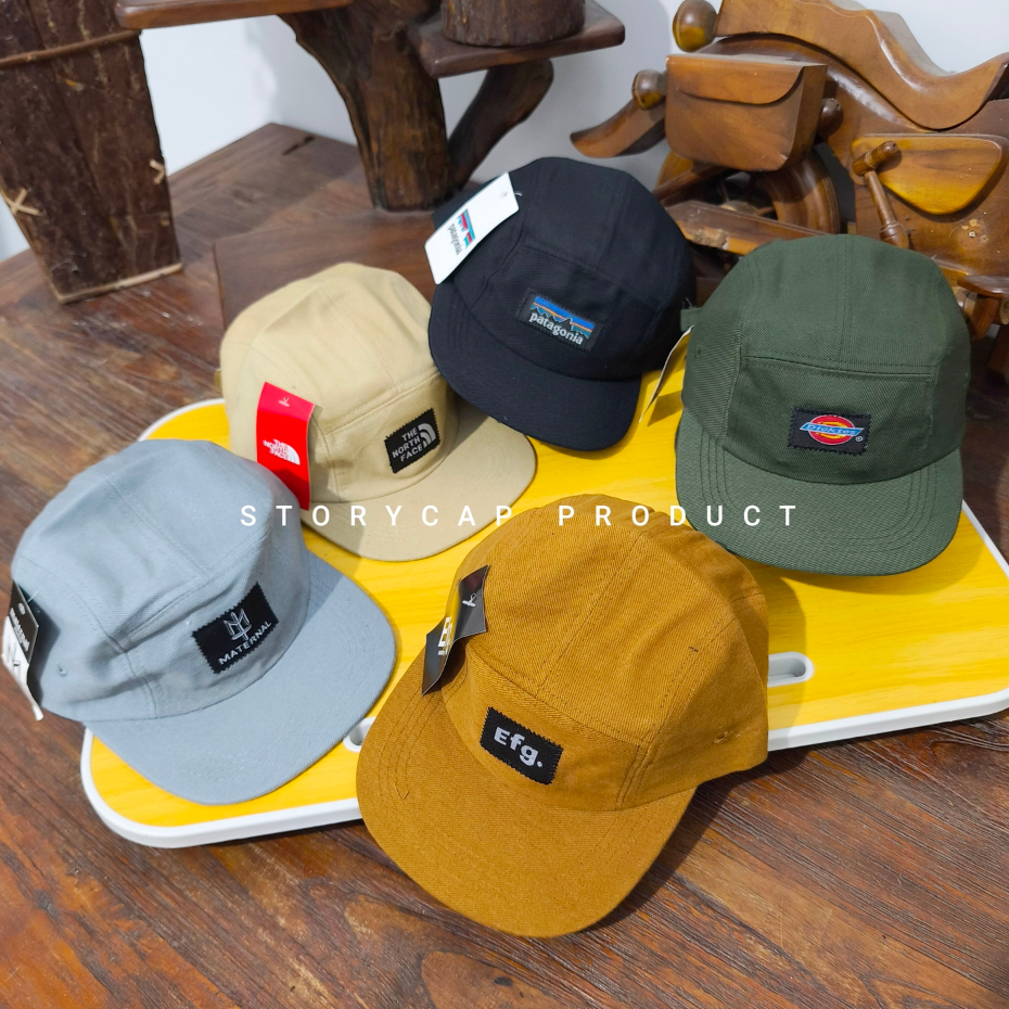 Topi 5 Panel Distro Patagonia – Topi Pria Hitam Premium | Logo Woven Keren