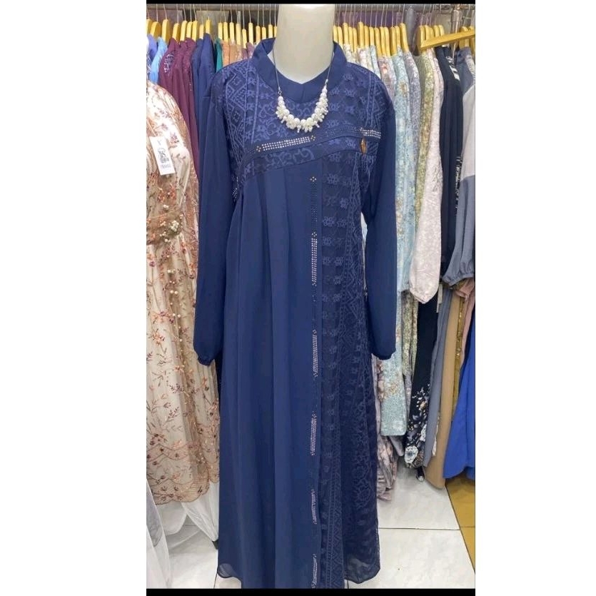 Gamis brokat syar’i Gamis brokat kombinasi polos Gamis pesta brokat Gamis bordir modern Gamis brukat