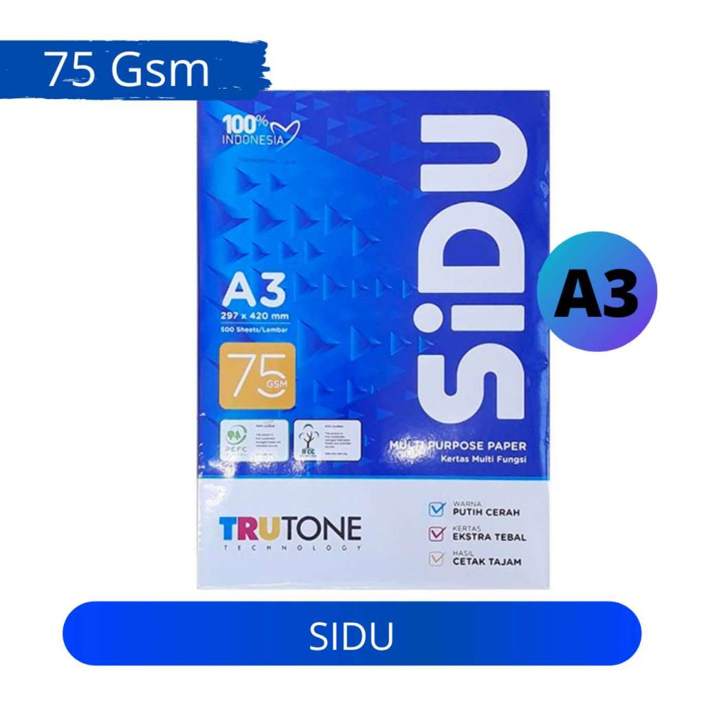 

Kertas HVS Sidu Ukuran A3 Tebal 75gsm 1 Rim 500 Lembar [Rim]