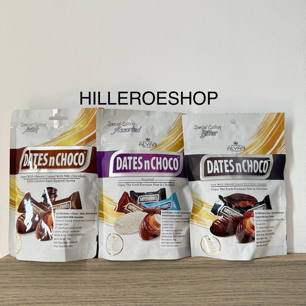

ALYAN DATES AND CHOCO 90GRAM COKELAT KURMA IMPORT MILK / ASSORTED / BITTER CHOCOLATE