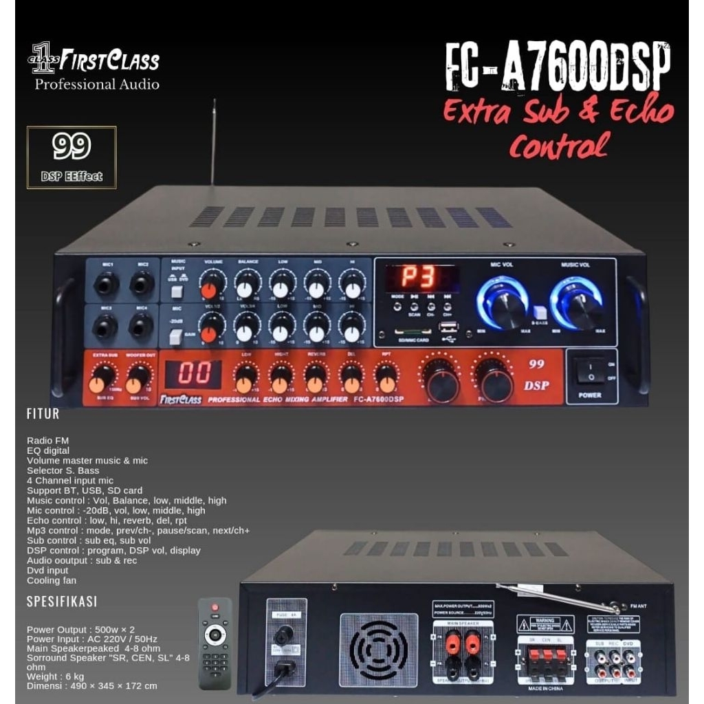 FIRSTCLASS FC-A7600DSP | amplifier karaoke | amplifier bluetooth | amplifier | fca7600dsp
