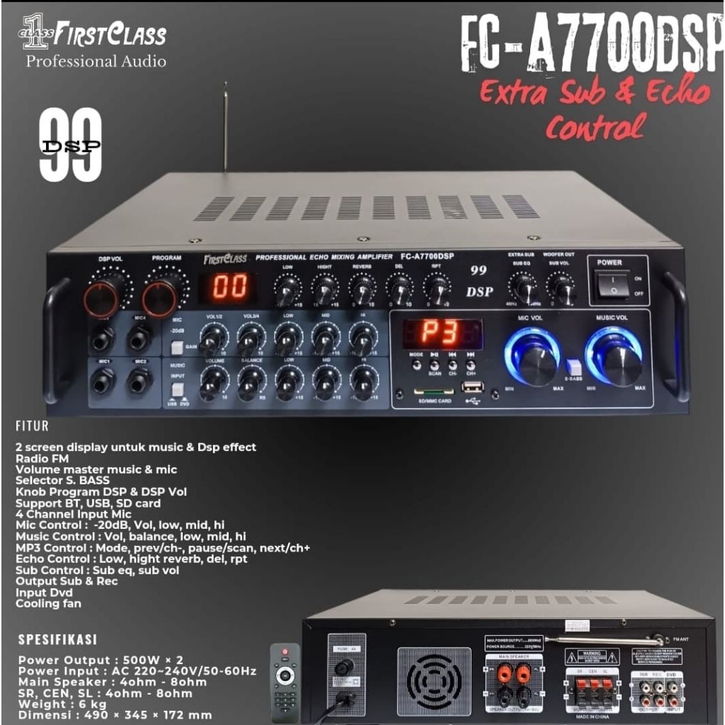 FIRSTCLASS FC-A7700DSP | amplifier karaoke | amplifier bluetooth | amplifier | fca7700dsp