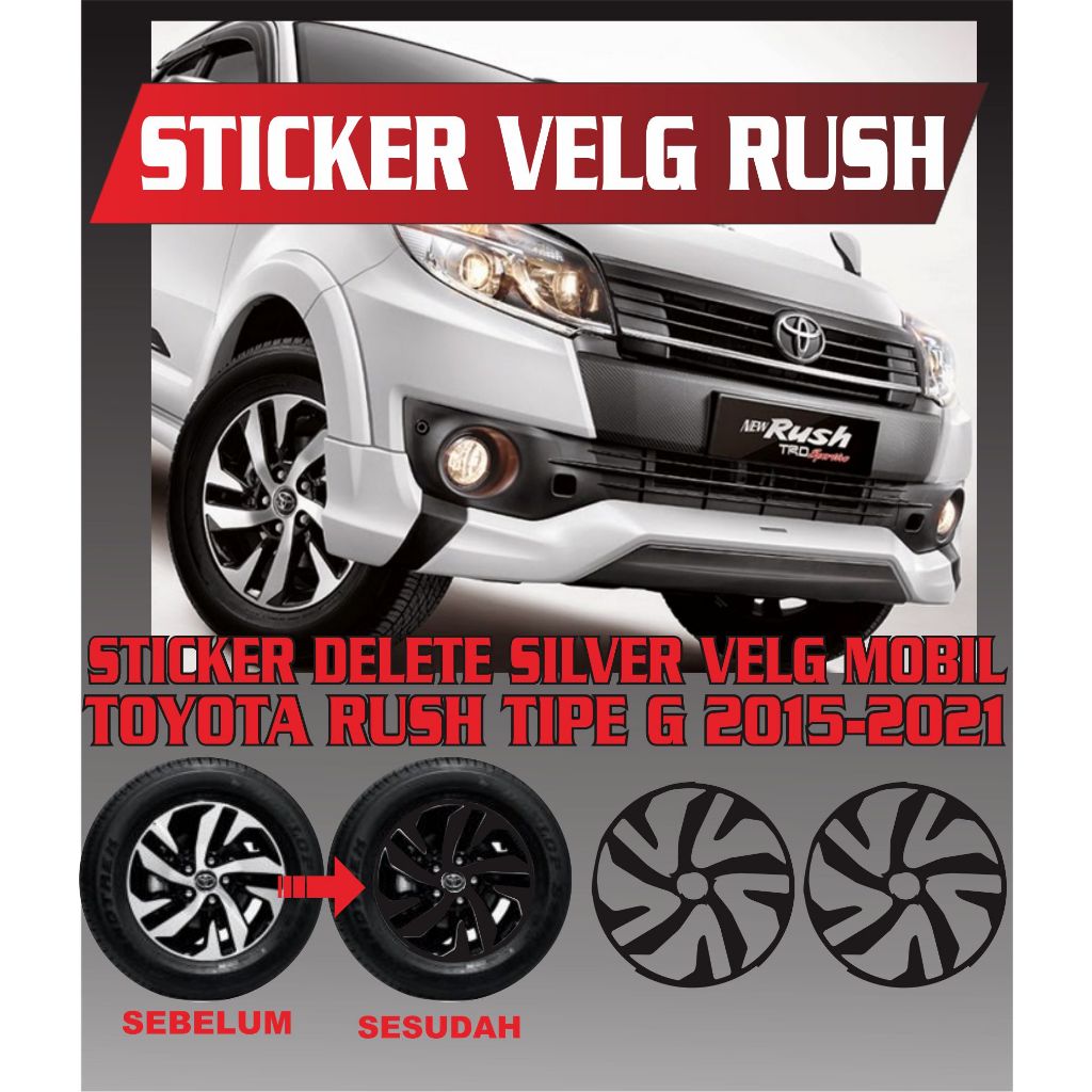 STICKER VELG/ STICKER VELG MOBIL RUSH TIPE G 2015-2021