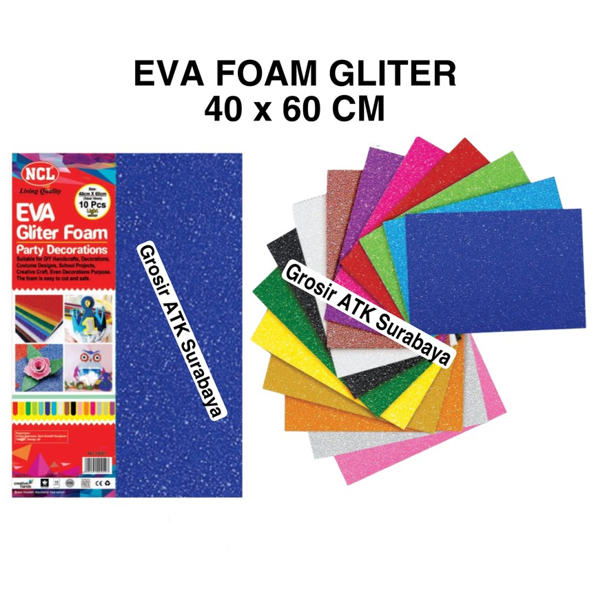 

( DAPAT 1 PCS ) EVA FOAM GLITTER NCL NC-9001 Busa Glitter ART Prakarya DIY Dekorasi Pesta 40 x 60 CM