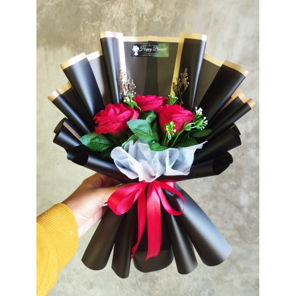 BUKET BUNGA ARTIFICIAL / BUKET BUNGA 3 TANGKAI / BUKET BUNGA SIMPLE