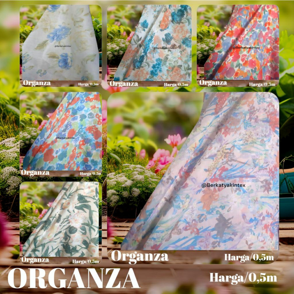 KAIN ORGANZA PREMIUM MOTIF BUNGA-KAIN OUTER-KAIN GAUN - KAIN MOTIF BUNGA HARGA/0,5M