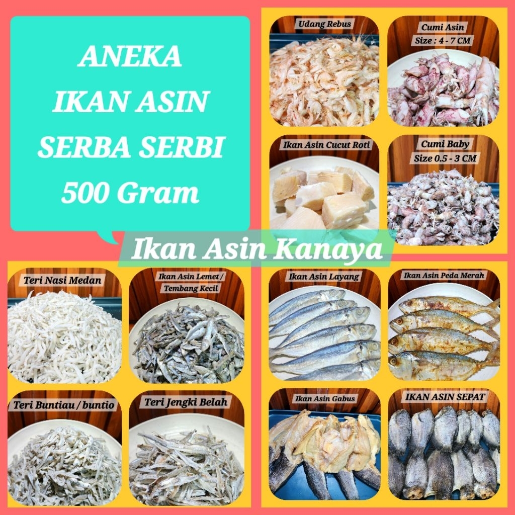 

Aneka Ikan Asin Serba 500 Gram - Kemasan Vacum - IKAN ASIN KANAYA