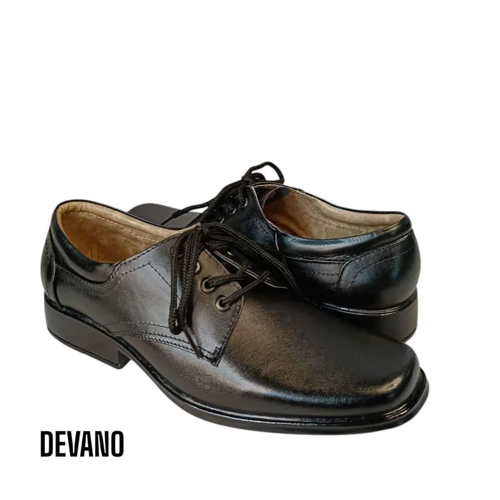 sepatu devano tali  pantofel hitam kulit asli sepatu pantofel  tali kerja kantor kulit pria