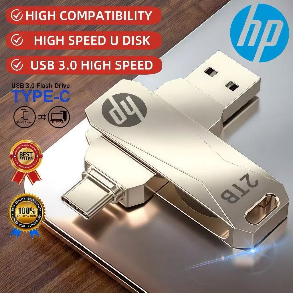 Xiaomi Type-C Flashdisk 3 In1 USB 3.0 Kecepatan Tinggi, Driver Flash Logam OTG 1tb 2tb, USB Flash