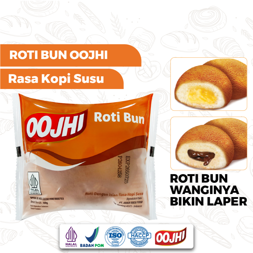

Roti OOJHI Roti Bun Dengan Isian Rasa Kopi Susu 1 Dus Isi 60pcs