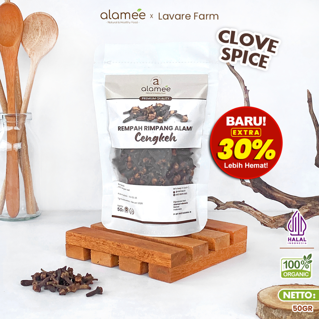 

ALAMEE Cengkeh Rempah Kering Organik Cloves Rimpang Organik Alami Bumbu Seasoning Masakan Masak 50gr BUMA