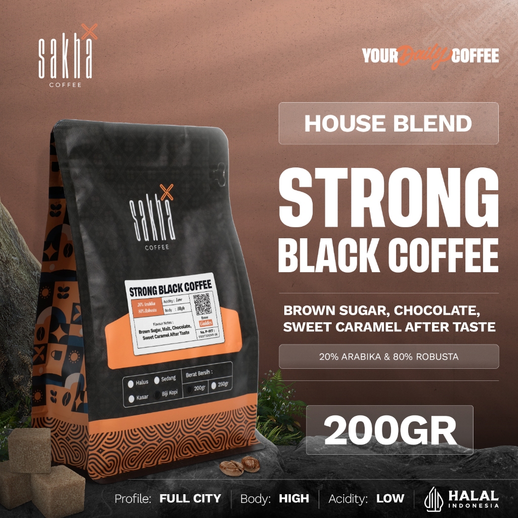

Kopi Espresso Blend Strong Black Coffee Bean Kopdar 200gr Biji Bubuk