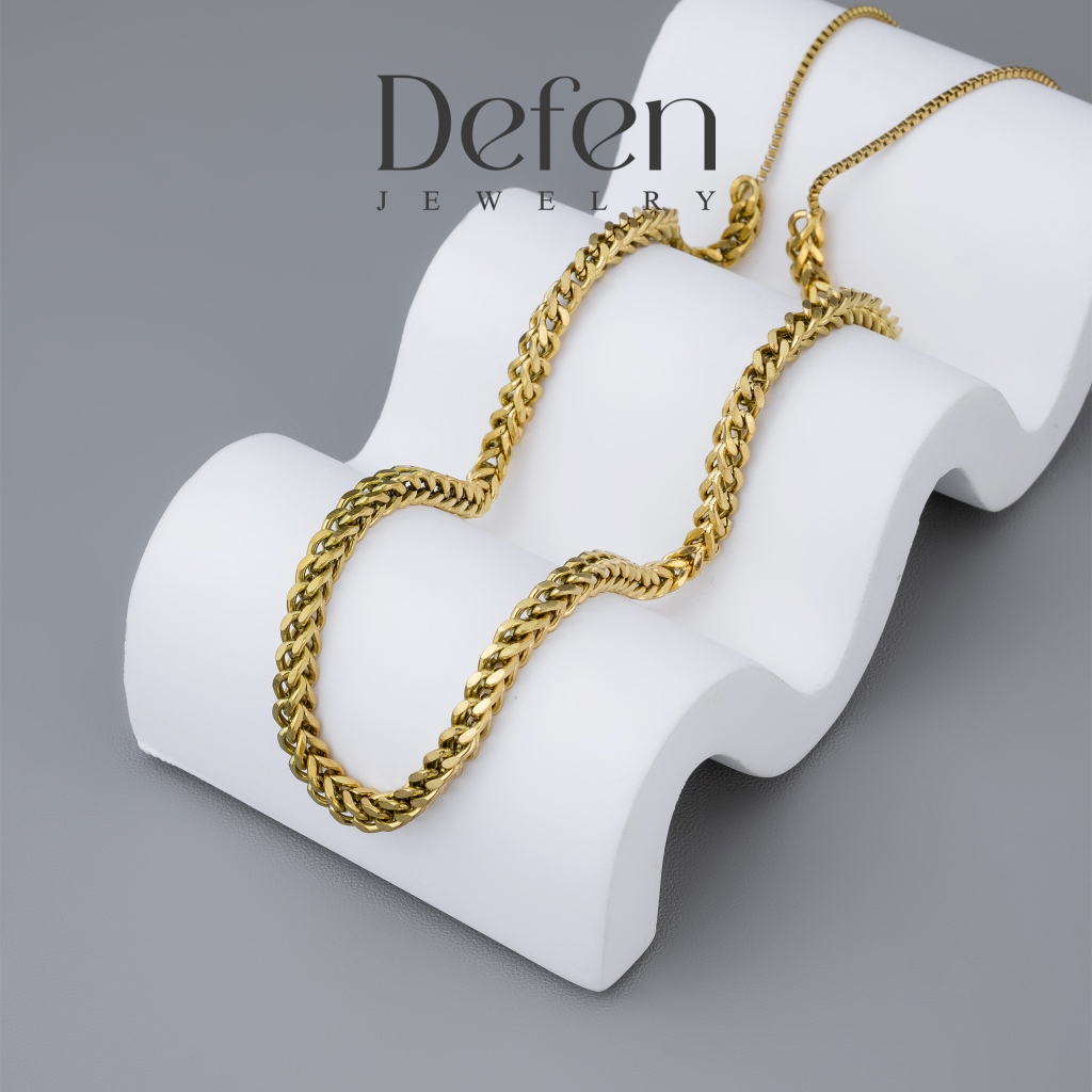 Defen Jewelry - Kalung Anti Karat Titanium Wanita Perhiasan Cewek Anti Luntur Model Korea Serut Sisi