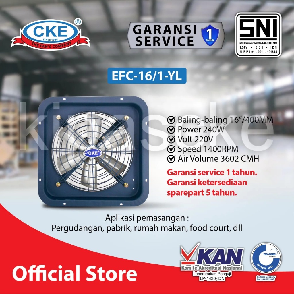 EXHAUST COOLING FAN CKE 16" 220V 240W DAPUR DINDING