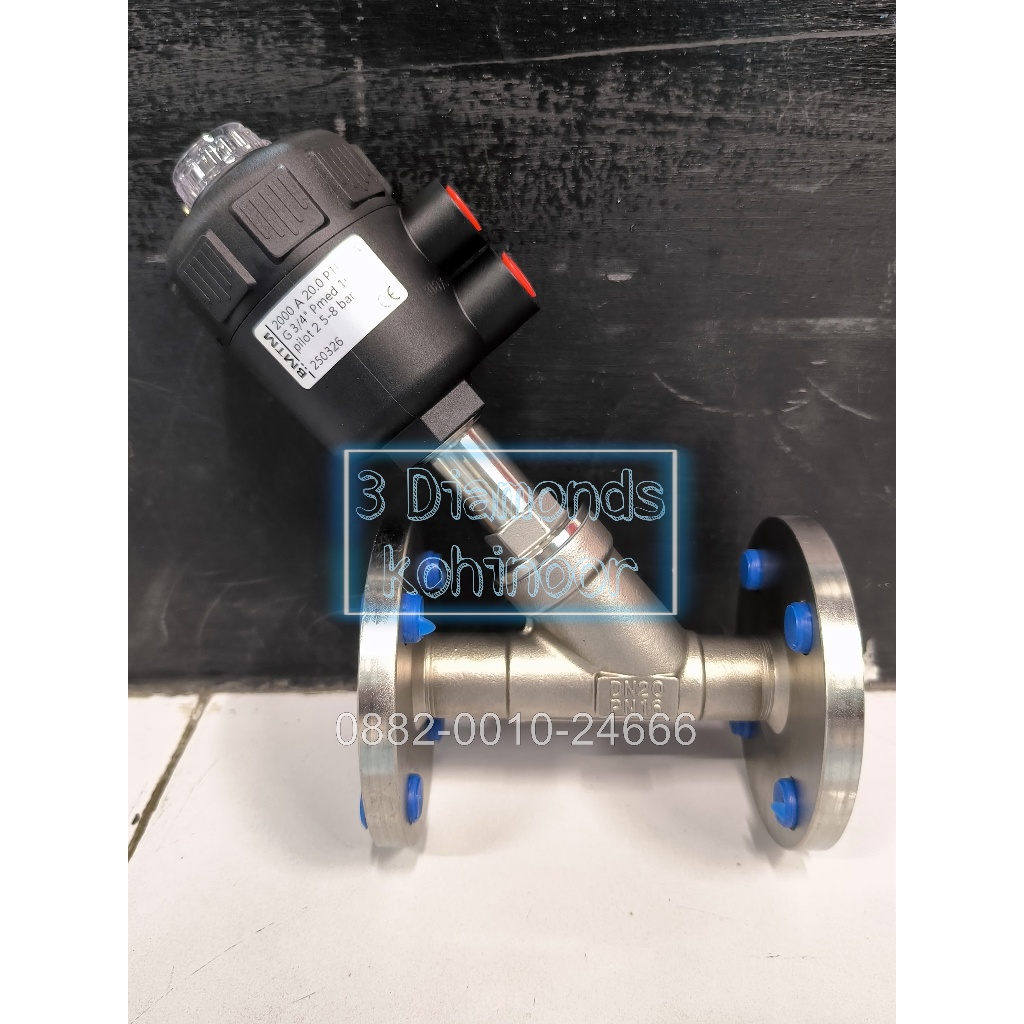 ANGLE SEAT VALVE - PISTON VALVE SS316 DN20 PN16 3/4" FLANGE