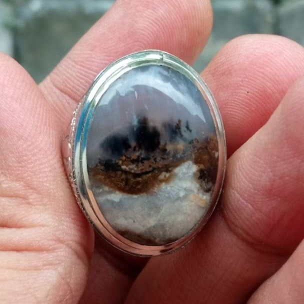 nego AKIK KECUBUNG KARANG MOTIF PURA BATU BOLONG TANAH LOT BALI