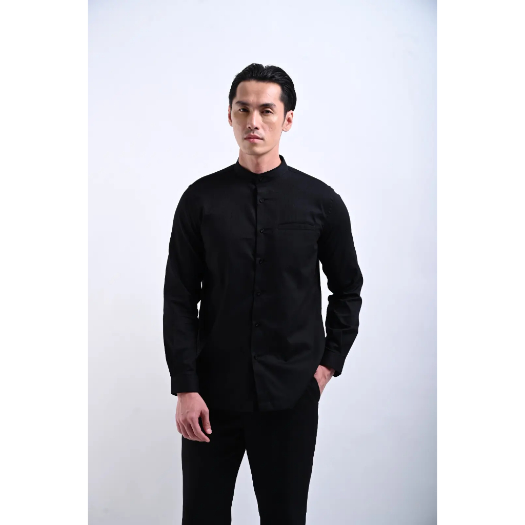 TWP Clagary Collarless Shirt Long Sleeve Kaos Pria Lengan Panjang