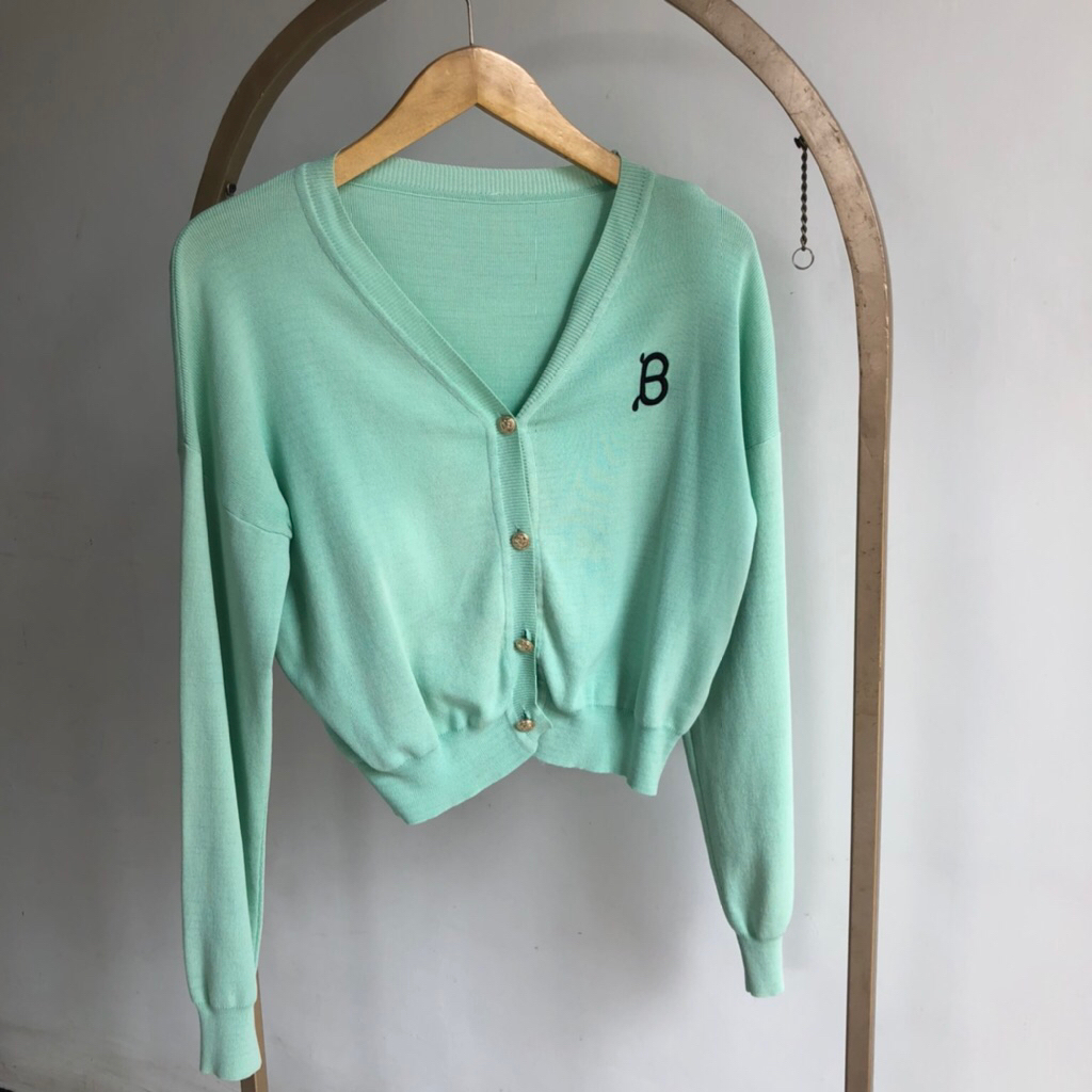 cardigan knit hijau atau tosca mint
