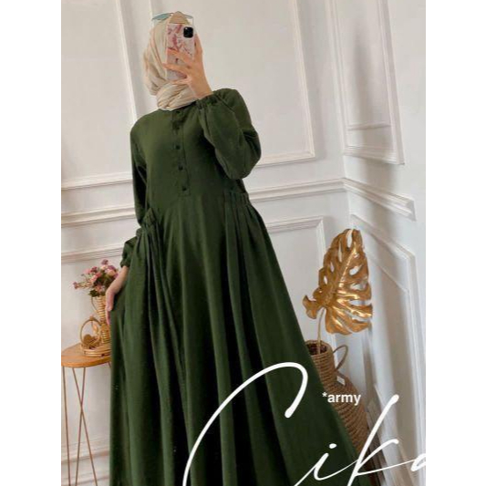 CHIKA DRESS GAMIS CRINKLE AIRFLOW BUSUI KANCING DEPAN