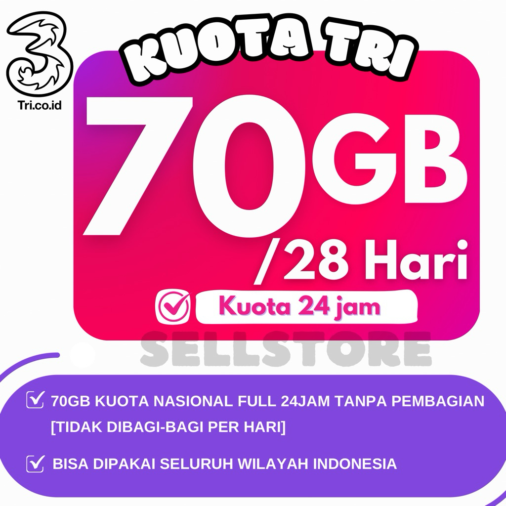 KUOTA TRI HOME 117GB HAPPY 110GB 70GB FULL 30 HARI