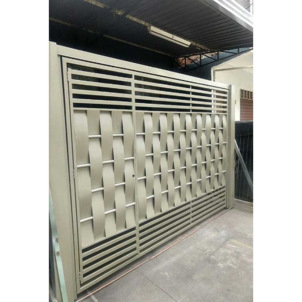 Pagar rumah plat minimalis motif anyam