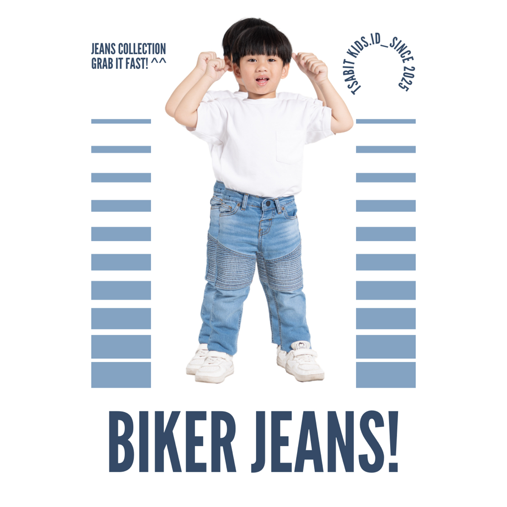 TSABITKIDS.id | Celana Biker Jeans Anak Laki-Laki Warna Blue Sky