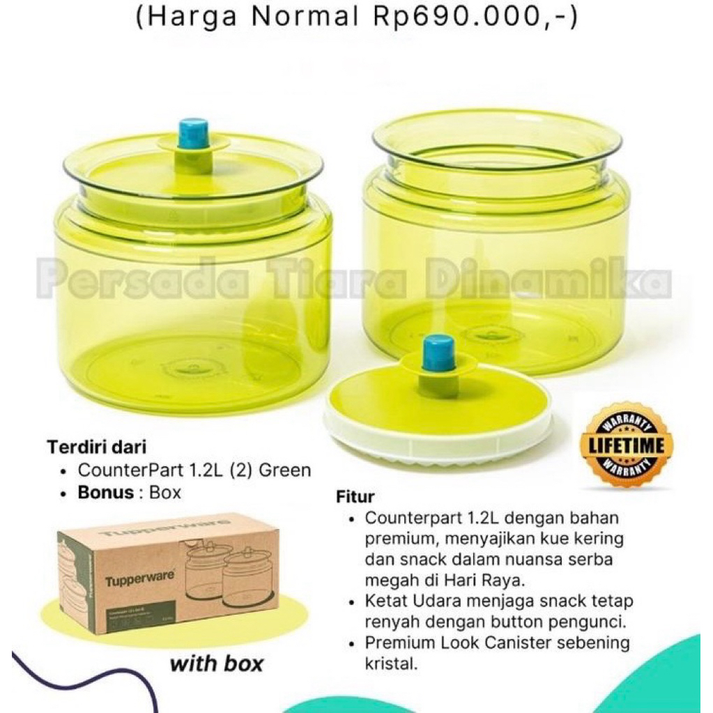 toples kue kering counterpart 1,2L 2pcs ori tupperware