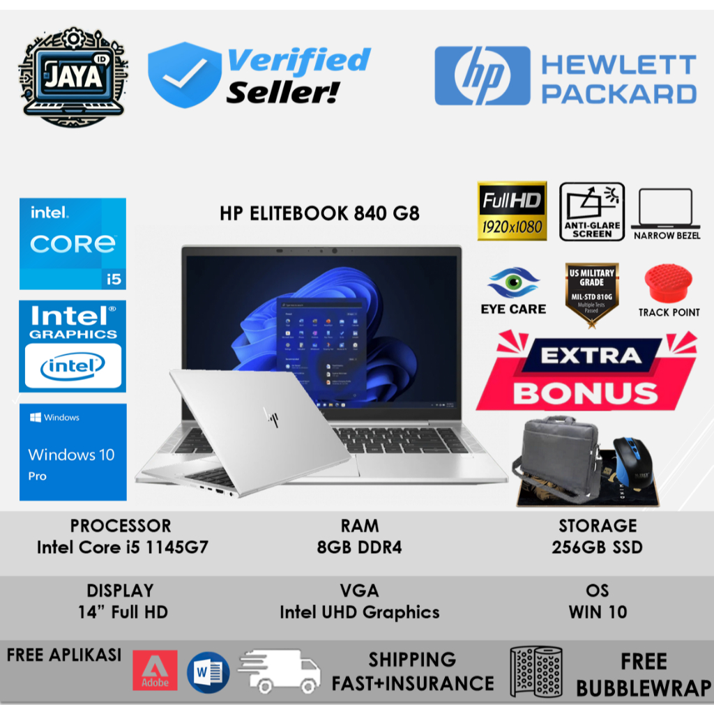 Laptop HP Elitbook 840 G8 Intel Core I5 1145G7 8GB 256GB 14 Full HD Touch Screen Windows 10 Pro