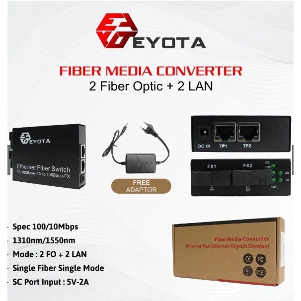 EYOTA Media Converter 2 FO 2 LAN/2 FO 4 LAN/4 FO 4 LAN/6 FO 2 LAN RJ45 Gigabit 1000/100 Mbps Fiber O