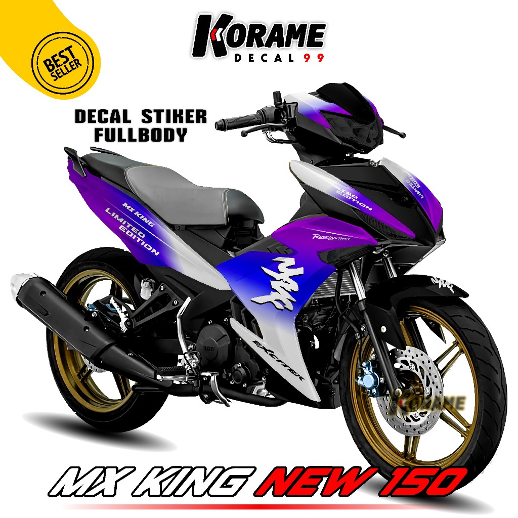 Decal Stiker Fullbody New MX KING 150 Motif YZF Bunglon Variasi Ungu Biru Putih