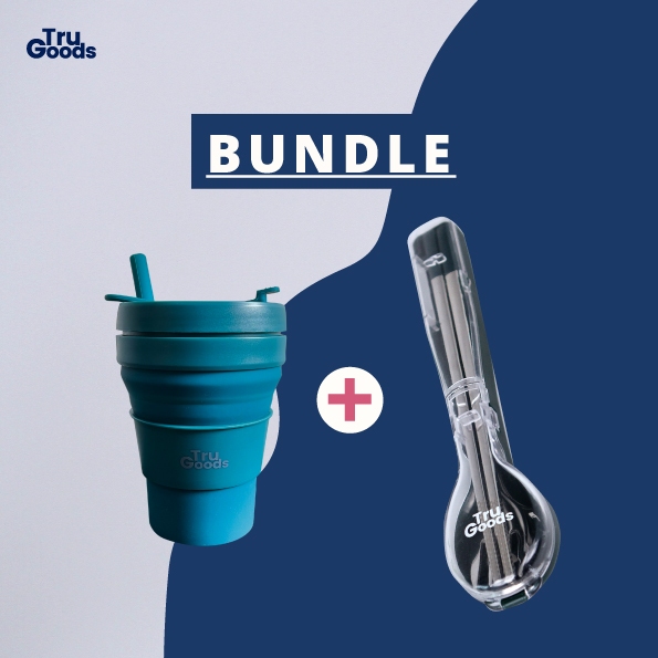 Foldable Cup Premium + Cutlery Set Pocket  - 2 pcs