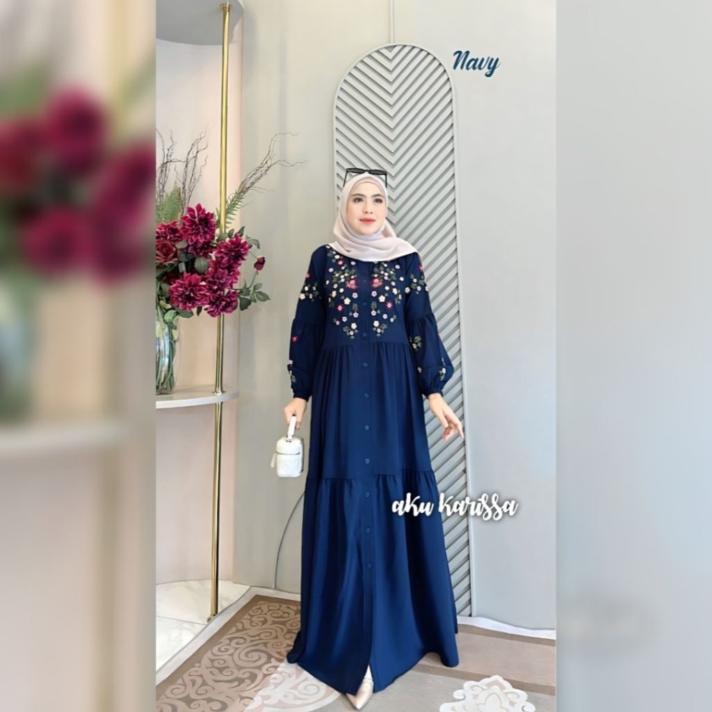 GAMIS SABRINA MIX BORDIR AKU KARISSA TERBARU 2025 NABILA DRESS BESTSELLER