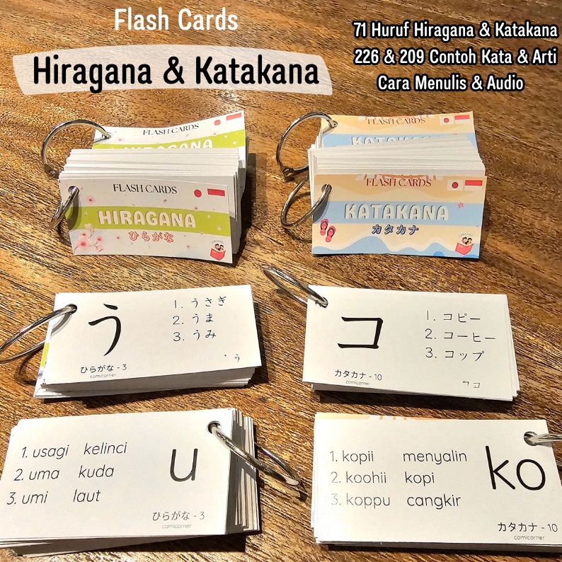 KODE D24F Hiragana dan Katakana Flash Cards Bahasa Jepang Pemula
