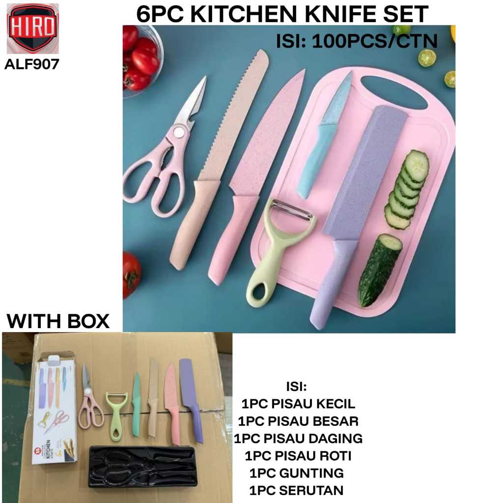 pisau gunting set isi 6 macam item ( warna rainbow) pastel  ( warnanya warna warni satu set nya. mad