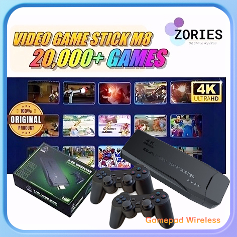 [ ZORIES ] MURAH M8 Game stick 4K Gaming set Stick Gamepad 64G Bawaan 20300 Game Konsol Game Genggam