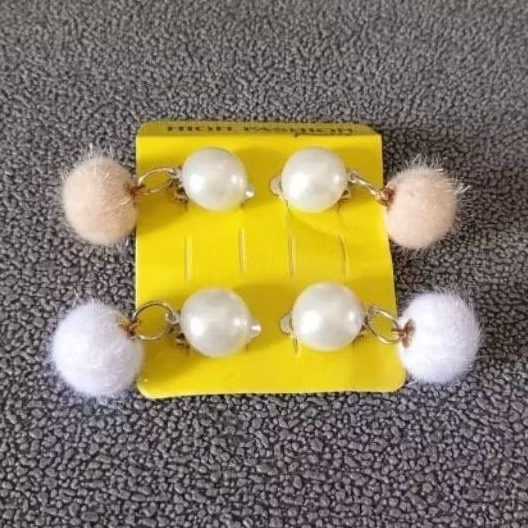 ANTING HIJAB POM POM / ANTING JEPIT ELEGAN /anting lucu warna warni