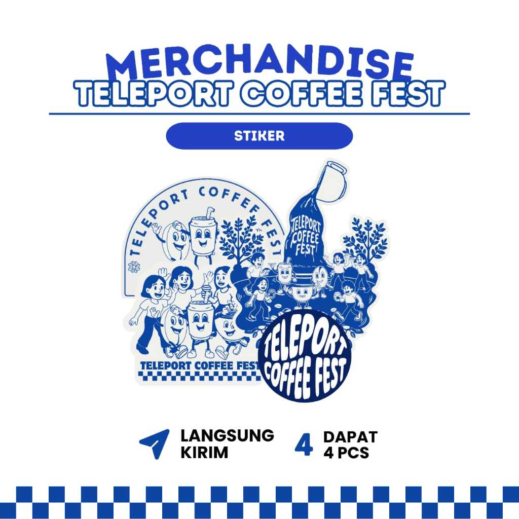 

TELEPORT COFFEE FEST Stiker Merchandise Bahan Vinyl Glossy Laminasi