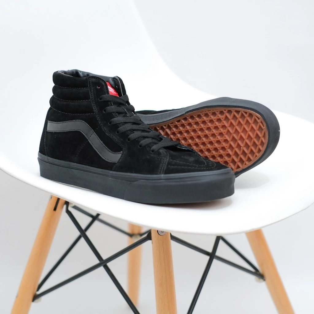 Sk8 High Full Black Pria Wanita Original Sneakers Casual Sepatu Sekolah Laki Laki Perempuan