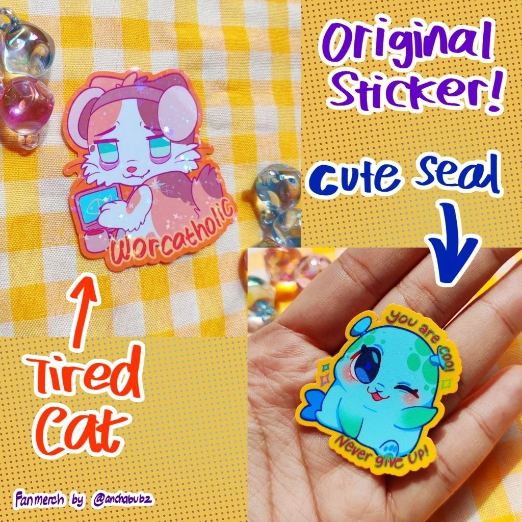 

STICKER LUCU KUCING & ANJING LAUT 6cm & 4cm