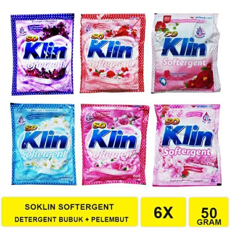 Soklin Detergent Bubuk 36 Sachet 41g / Soklin Deterjen Bubuk 6 Renceng
