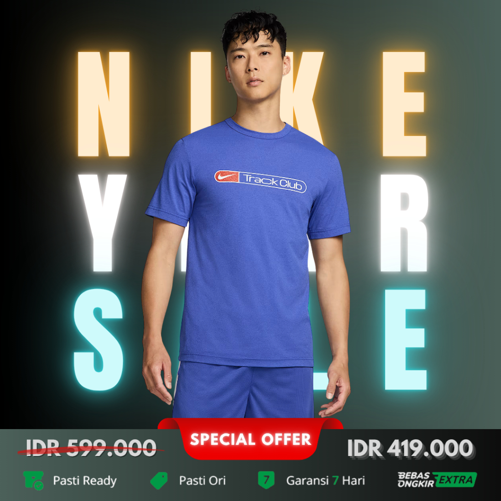 Kaos Nike Dri-FIT Men's Hyverse Track Club UV Short-Sleeve Running Top - Astronomy Blue