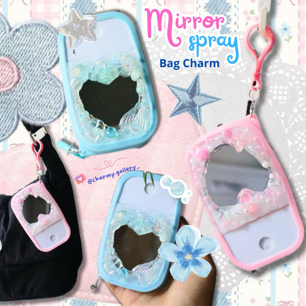 Mirror Spray BagCharm - Charmy Gallery, Gantungan tas unik spray handsanitizer, Aesthetic bagcharm, 