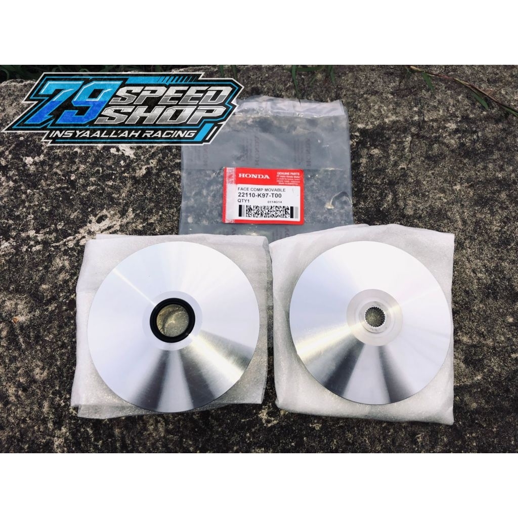 PULLEY SET K97 PCX 160/PCX 150/ VARIO 160/ VARIO 150/ VARIO 125. PULLEY K97 BUBUT DERAJAT KEROK JALU