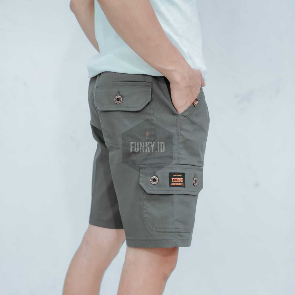 Celana Cargo Pendek Series.Semua Warna (FUNKY) Bahan Katun Twill Street