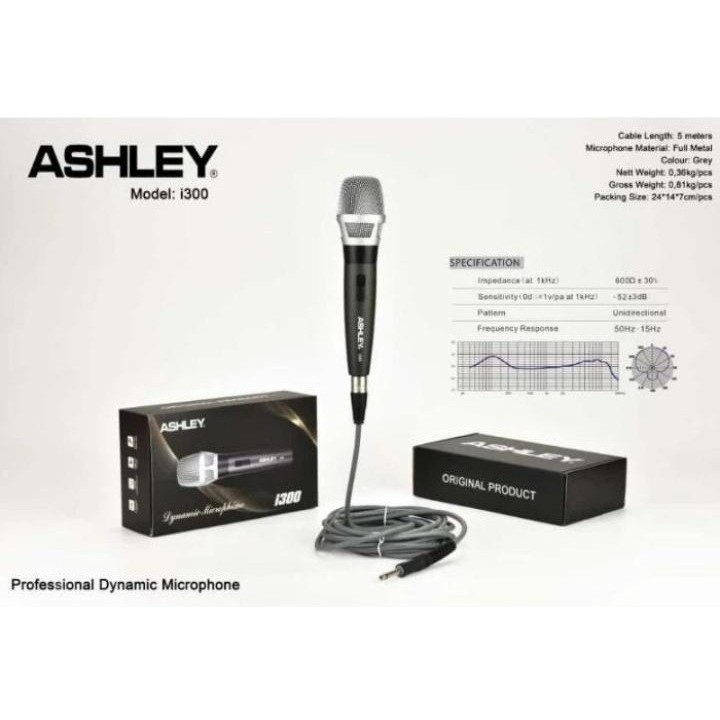 Mic Kabel ASHLEY i300 ORIGINAL Microphone Ashley i300