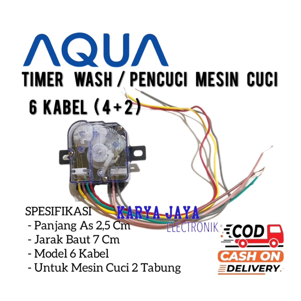 Timer Wash 6 Kabel Mesin Cuci AQUA 2 Tabung - Timer Mesin Cuci AQua 6 Kabel