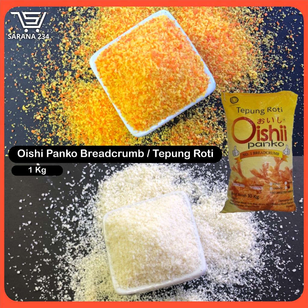 

Oishi Panko Tepung Roti / Breadcrumb 1Kg Orange Putih Mix Repack