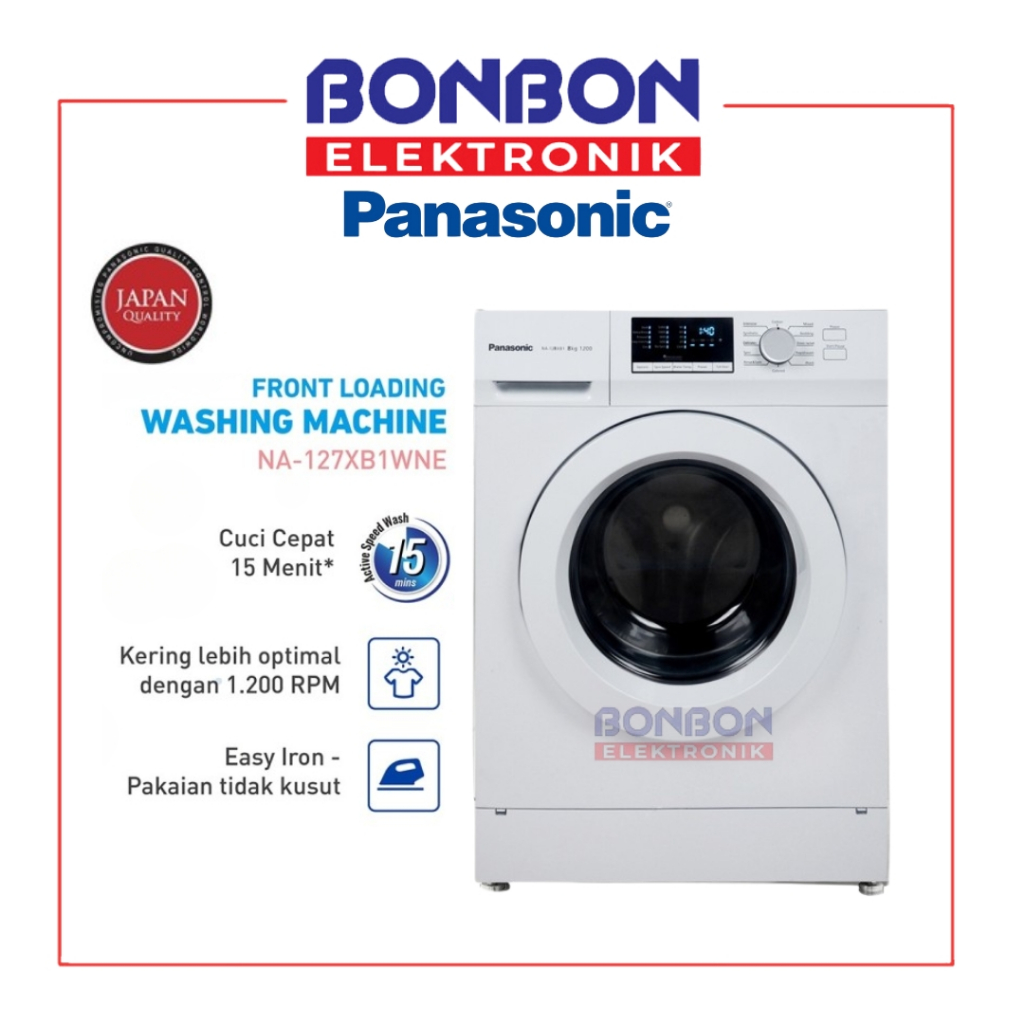 Panasonic Mesin Cuci Front Loading 7 Kg NA-127XB1WNE / NA127XB1WNE / NA 127X B1WNE - Rapid Wash 15 M