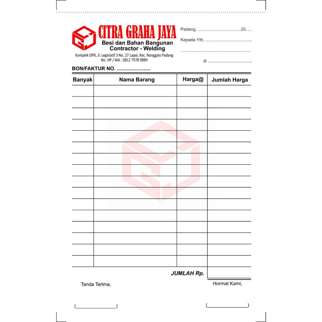 

Cetak Nota CITRA GRAHA JAYA